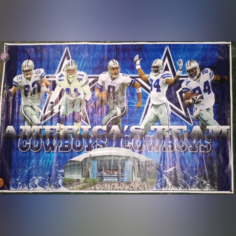 Dallas Cowboys Banner America's Team Football NFL 3 1/2'H x 6'W Vinyl